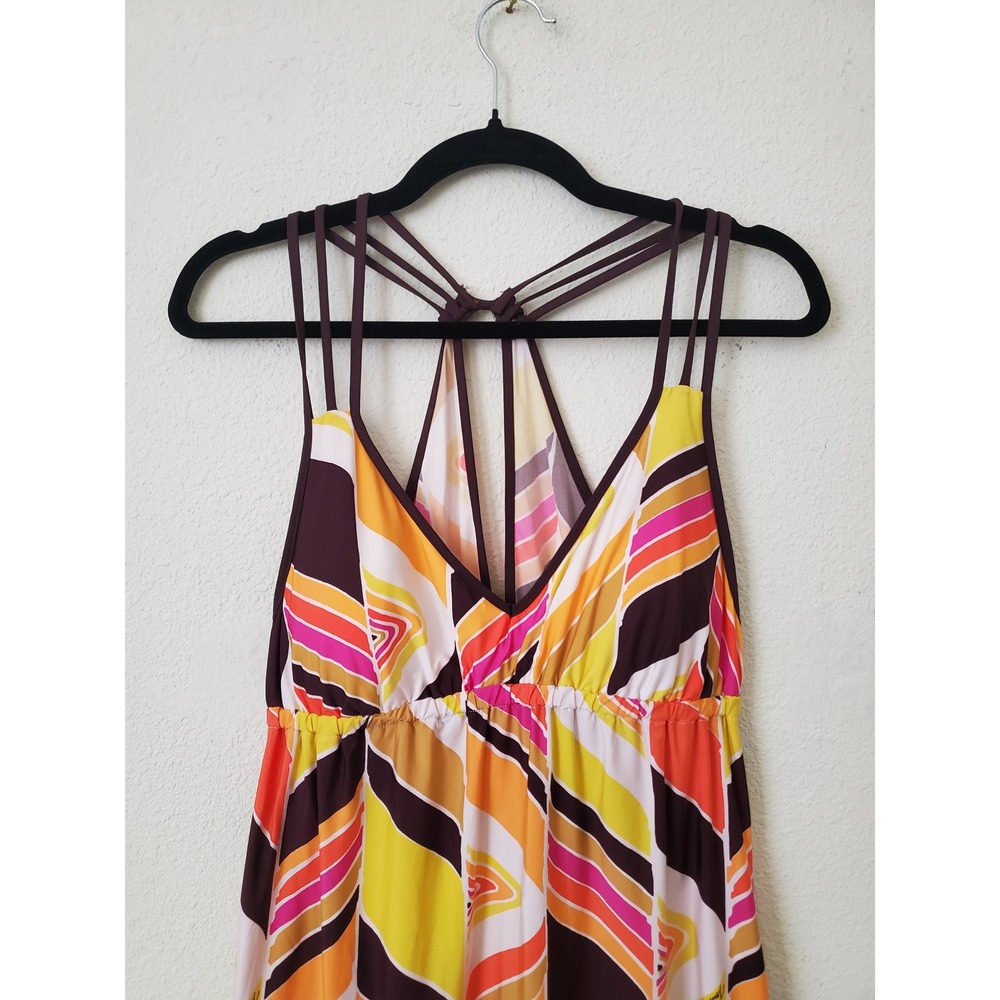 Trina Turk Womens Retro Print Maxi Dress Strappy Racerback Resort Wear L - Picture 2 of 11
